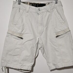JETLAG Cargo Shorts Mens 32 Zipper Pockets Off White casual Utility